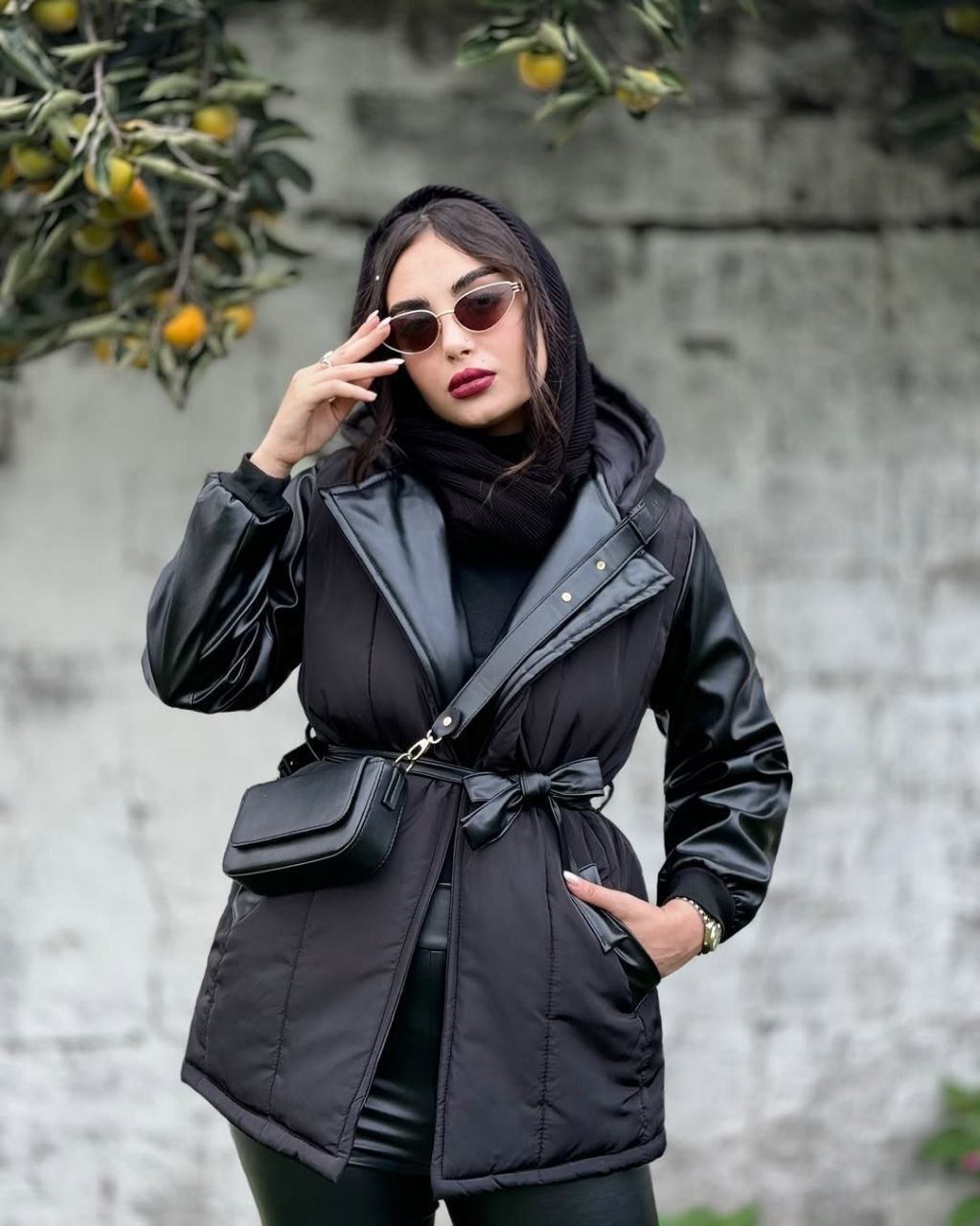 کاپشن چرم پارچه مموری دلبر