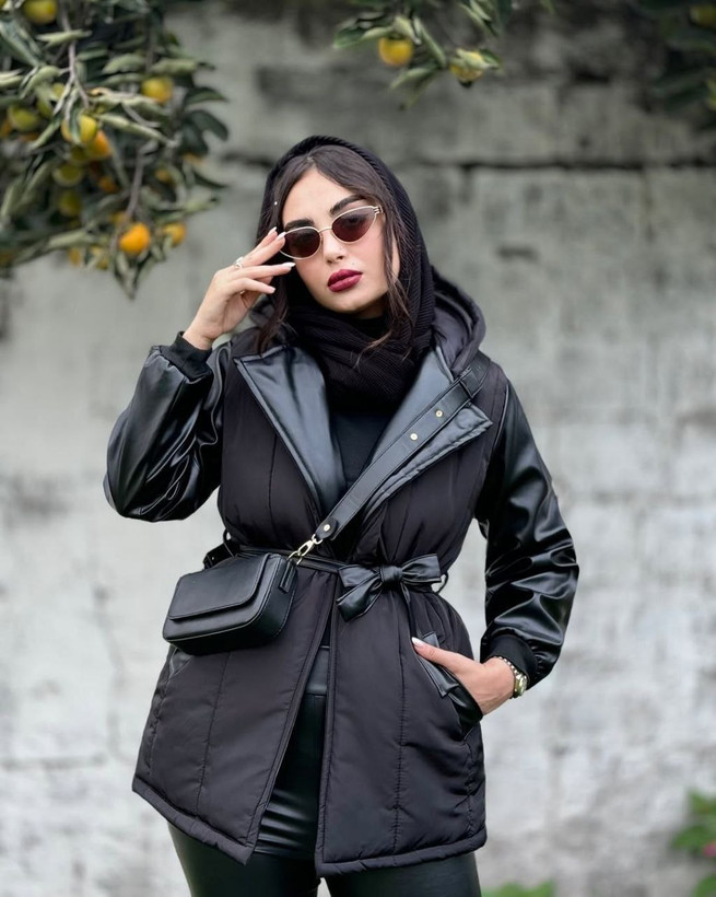 کاپشن چرم پارچه مموری دلبر