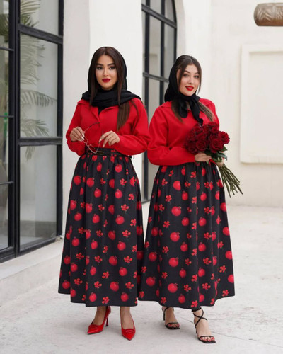 ست یلدایی شومیز و دامن گل انار