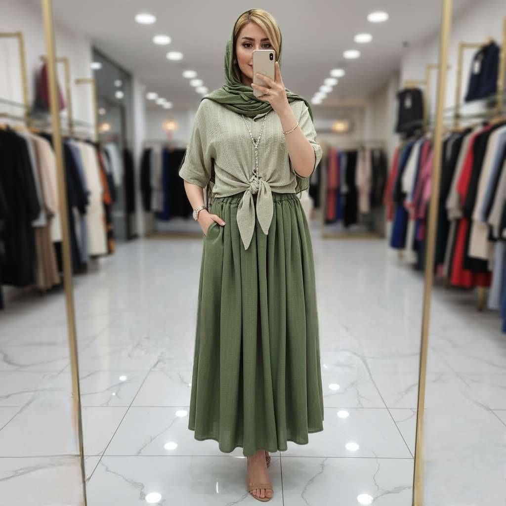 ست شومیز و دامن مدل ارکیده